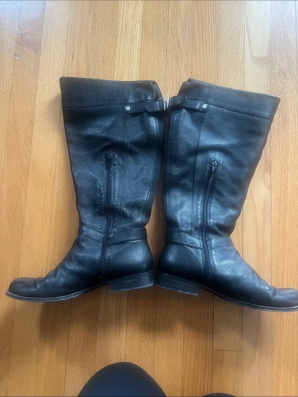 Black Leather women’s  tall Buckle Boots
